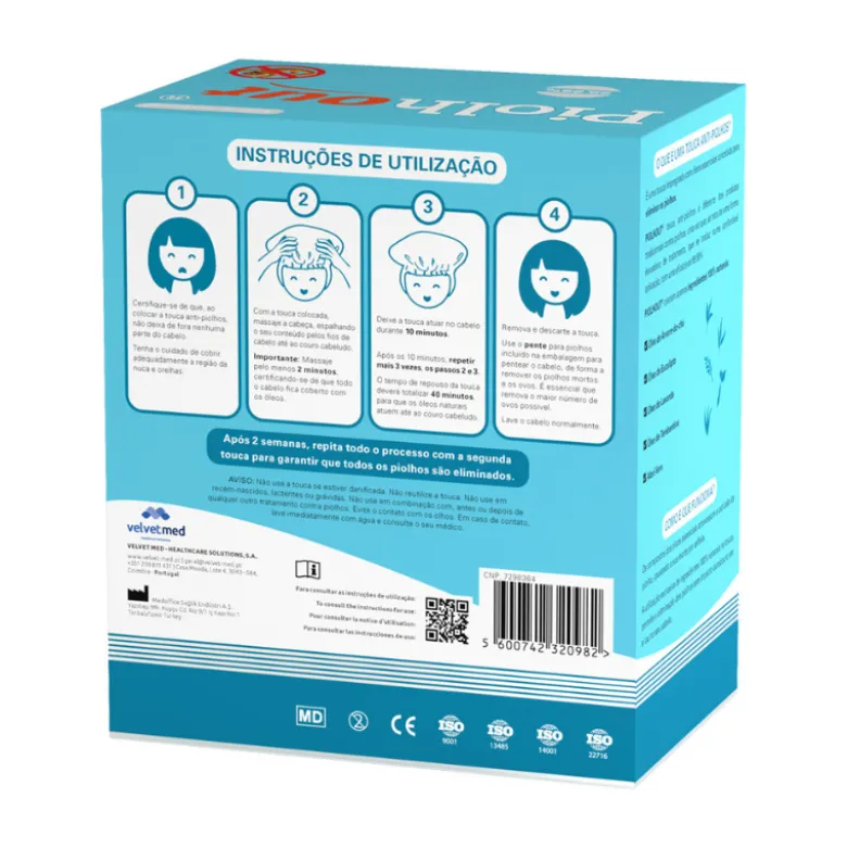 Piolhout Kit Touca Anti-Piolhos | 2 Toucas + Pente | Tratamento Natural