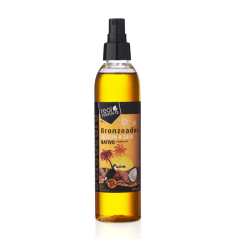 Real Natura Óleo Bronzeador Urucum + Coco 200ml – Bronzeado Natural e Pele Hidratada
