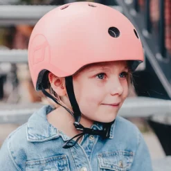 Scoot&Ride Capacete Infantil Trotinete S-M Pêssego 51–55cm | Com Luz LED e Fecho Magnético