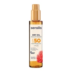 Sensilis Óleo Seco Dry Oil Tan Optim SPF50 150ml | Protetor Solar Corporal com Otimizador de Bronzeado