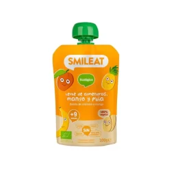 Smileat Bio Saqueta Fruta Leite de Amêndoa, Manga e Ananás +9M 100g