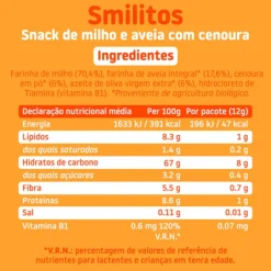 Smileat Smilitos +8Meses Milho Aveia Cenoura 4x12g | Snack Bebé