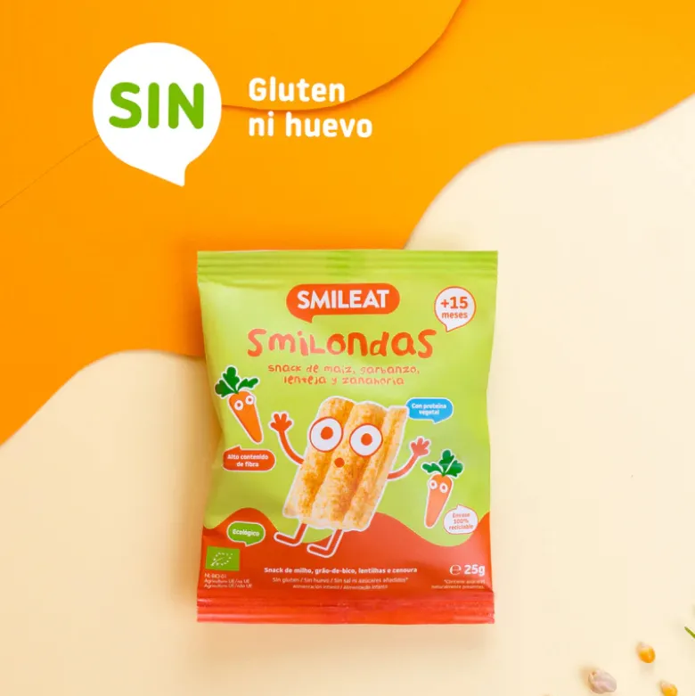 Smileat Smilondas Snack Milho com Lentilhas e Cenoura Biológico +15M 25g