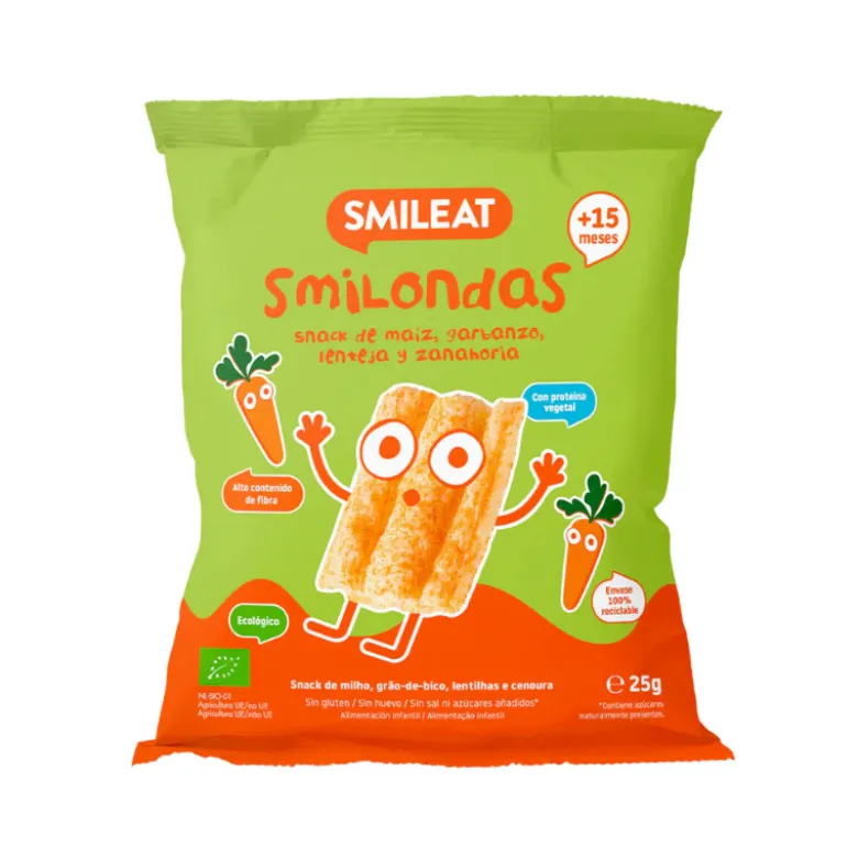 Smileat Smilondas Snack Milho com Lentilhas e Cenoura Biológico +15M 25g