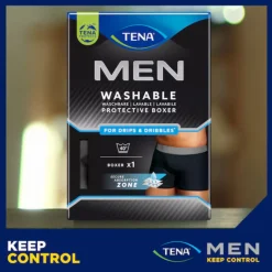 TENA Men Boxer Preto Lavável para Homem Tamanho M 1 Unidade