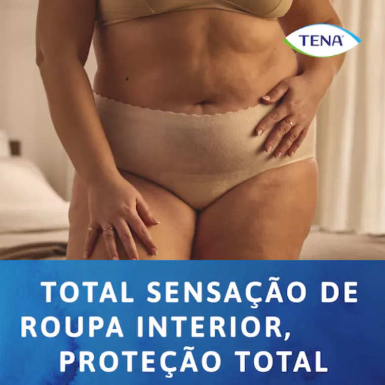 TENA Silhouette Creme Plus L Cueca Feminina Cintura Alta para Incontinência 8 Unidades
