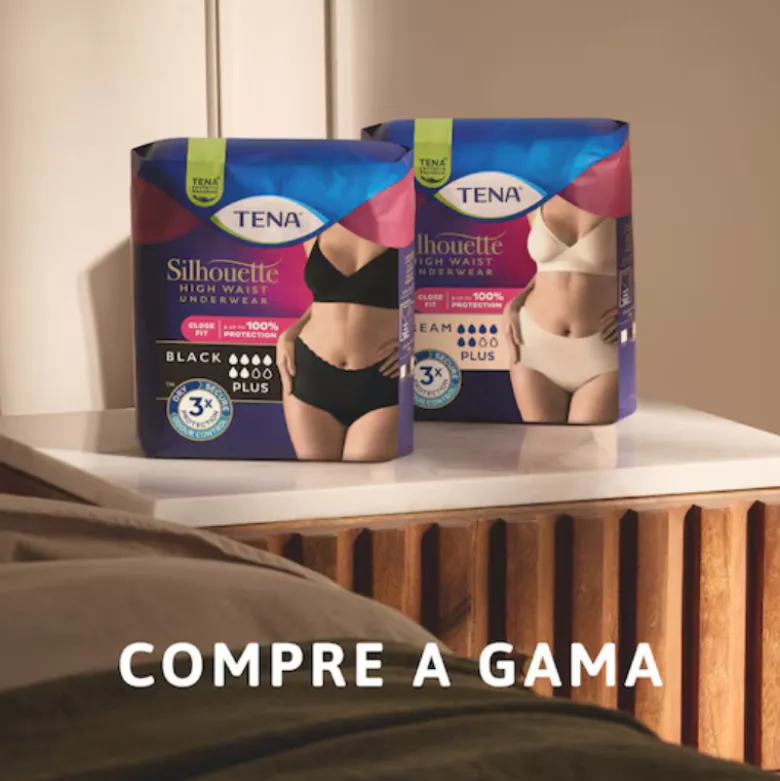 TENA Silhouette Creme Plus M Cueca Feminina Cintura Alta para Incontinência 9 Unidades
