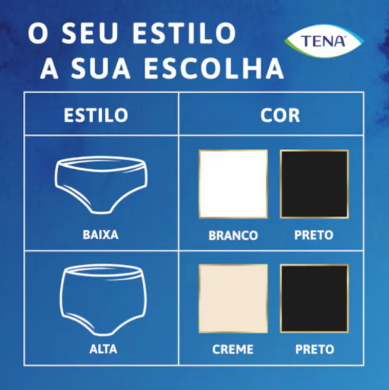 TENA Silhouette Creme Plus M Cueca Feminina Cintura Alta para Incontinência 9 Unidades