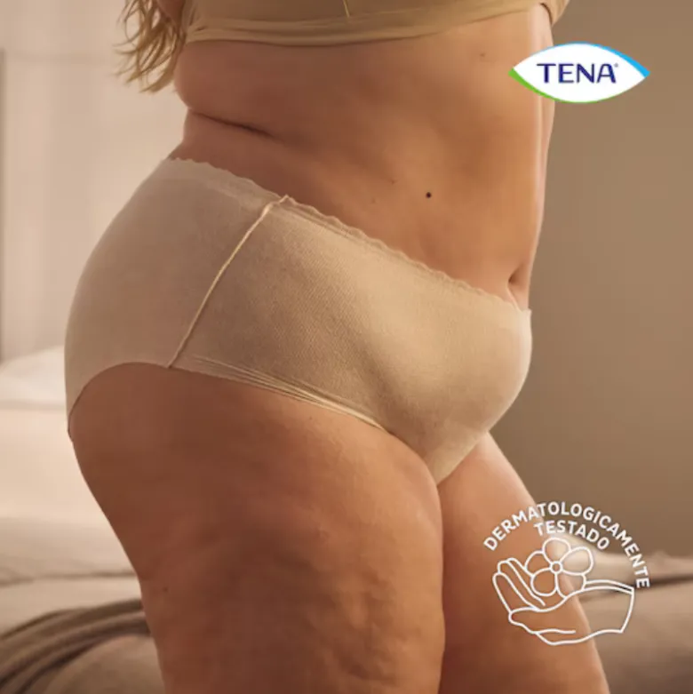 TENA Silhouette Creme Plus M Cueca Feminina Cintura Alta para Incontinência 9 Unidades