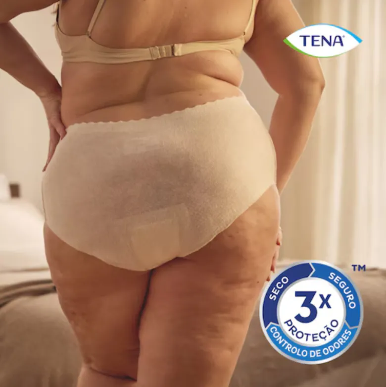TENA Silhouette Creme Plus M Cueca Feminina Cintura Alta para Incontinência 9 Unidades