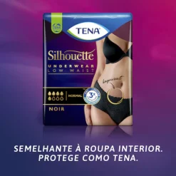 TENA Silhouette Noir Cueca Cintura Baixa Preta Mulher Normal Tam. M 10 Unid.