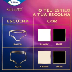 TENA Silhouette Noir Cueca Cintura Baixa Preta Mulher Normal Tam. L 9 Unid.
