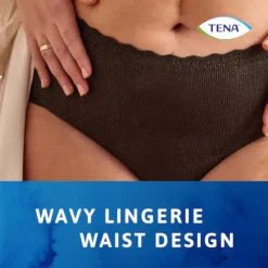 TENA Silhouette Noir Plus L Cueca Preta Feminina Cintura Alta para Incontinência 8 Unidades