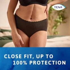 TENA Silhouette Noir Plus L Cueca Preta Feminina Cintura Alta para Incontinência 8 Unidades
