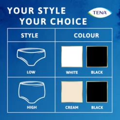 TENA Silhouette Noir Plus L Cueca Preta Feminina Cintura Alta para Incontinência 8 Unidades