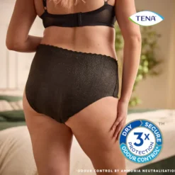 TENA Silhouette Noir Plus L Cueca Preta Feminina Cintura Alta para Incontinência 8 Unidades