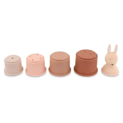 Trixie Copos Empilháveis Silicone Mrs. Rabbit +10Meses | 5 Peças | Brinquedo de Banho Educativo