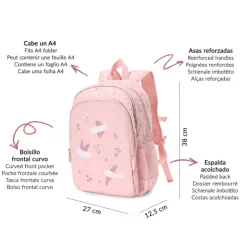 Tutete Mochila Escolar Média c/ Porta Chaves Blossom Birds 39cm
