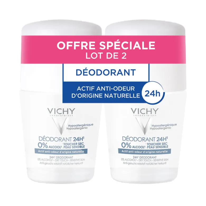 Vichy Desodorizante Roll-On 24h 0% Alcool 2x50ml -50% 2ªUnidade