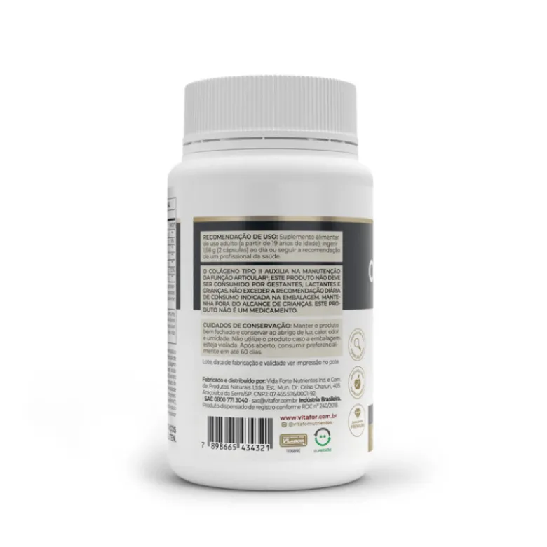Vitafor Colagentek Tipo II 60 Comprimidos | Auxilia a Saúde Articular e Óssea