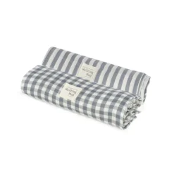 Walking Mum Musselinas Bebé Vichy/Strips Matcha 70x70 (Pack 2) | Bambú Algodão Suave