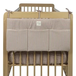 Walking Mum Organizador de Berço Praliné Vichy Moka | Bolsos Bebé Cama Arrumação