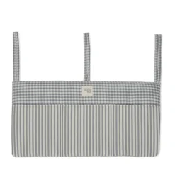 Walking Mum Organizador de Berço Praliné Vichy/Strips Matcha | Bolsos Bebé Cama Arrumação